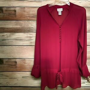 Soft Surroundings Cranberry Red Sheer Top